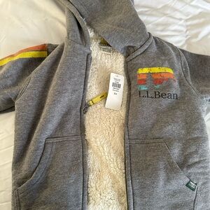 L.L. Bean Kids Gray Hoodie with Red and Yellow Stripes